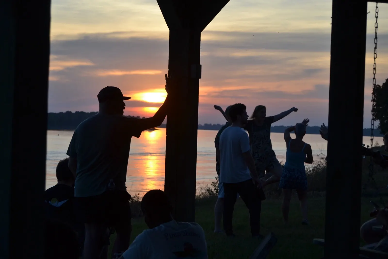 Worship at sunset in the blacksmith shop