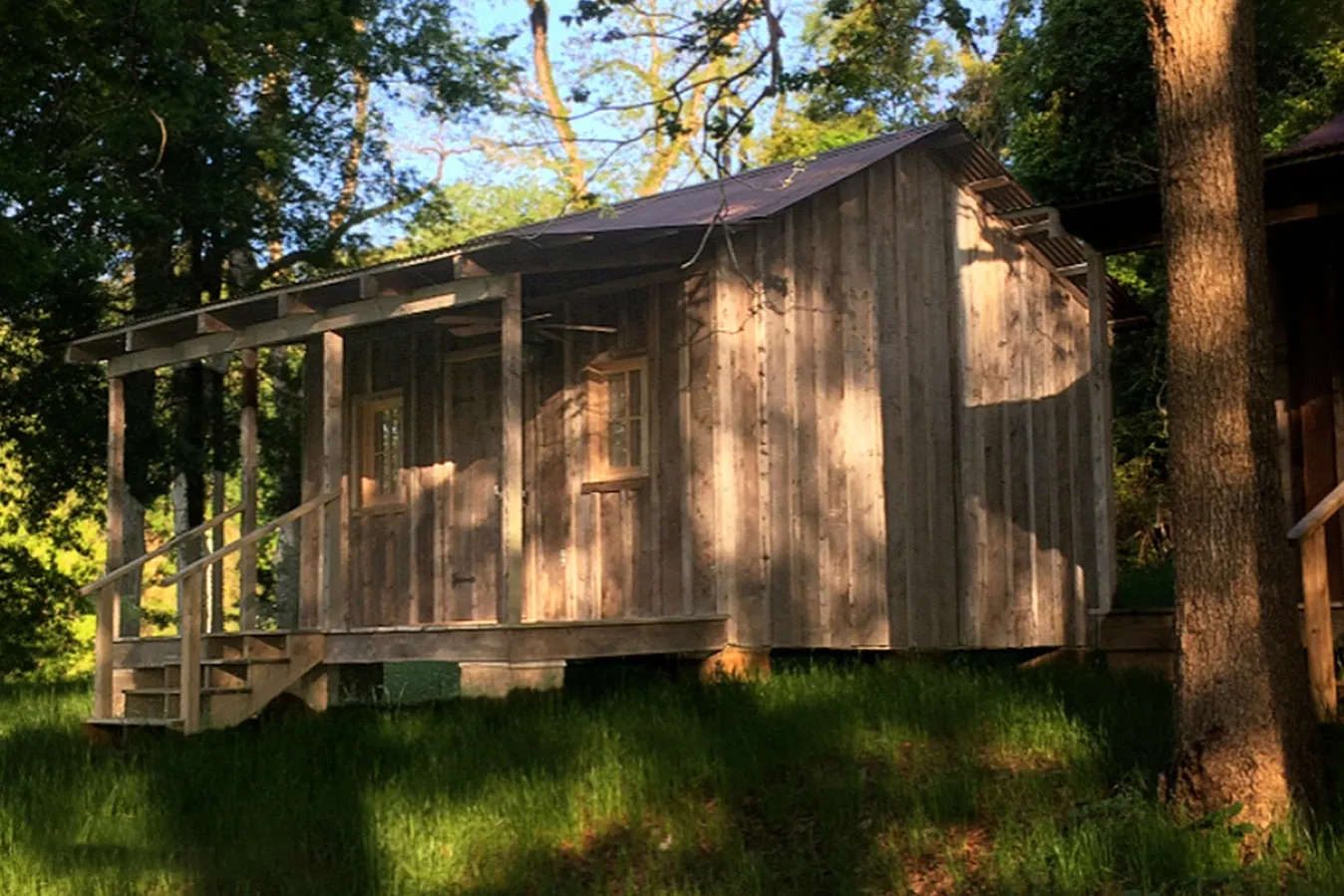 A rustic guest cabin