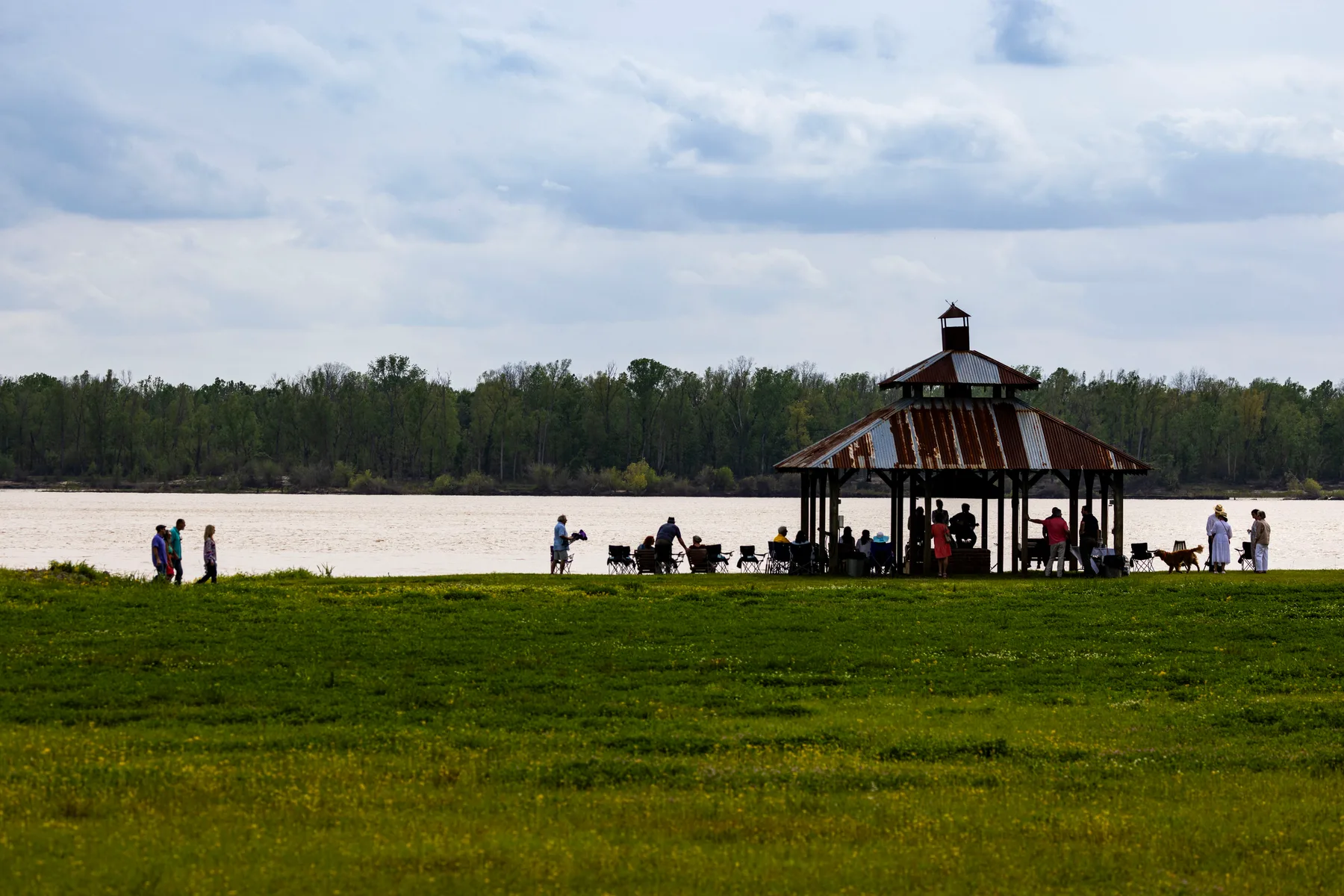 Easter Sunset Service — the blacksmith shop across the lawn