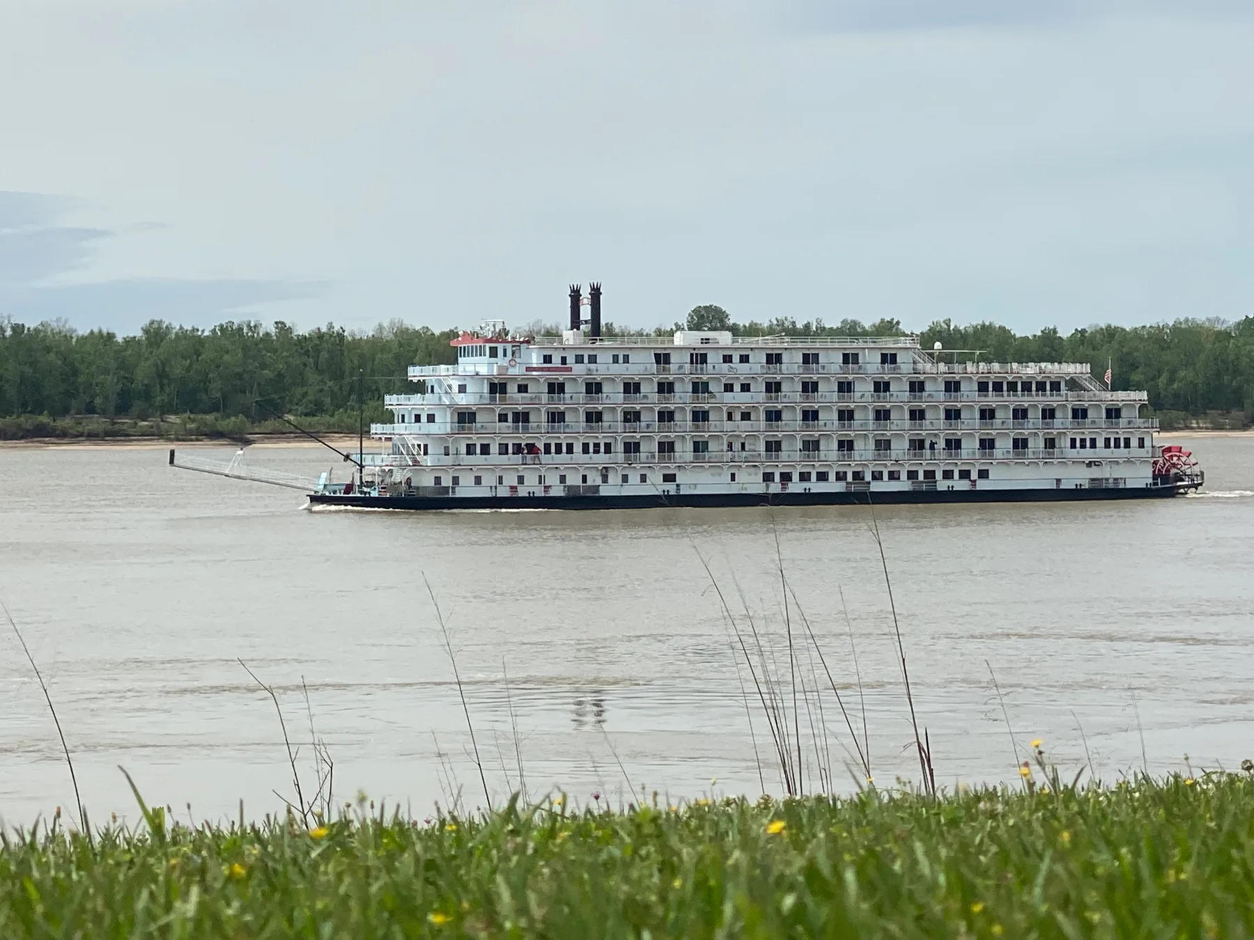 A Mississippi riverboat passing below the Como bluff