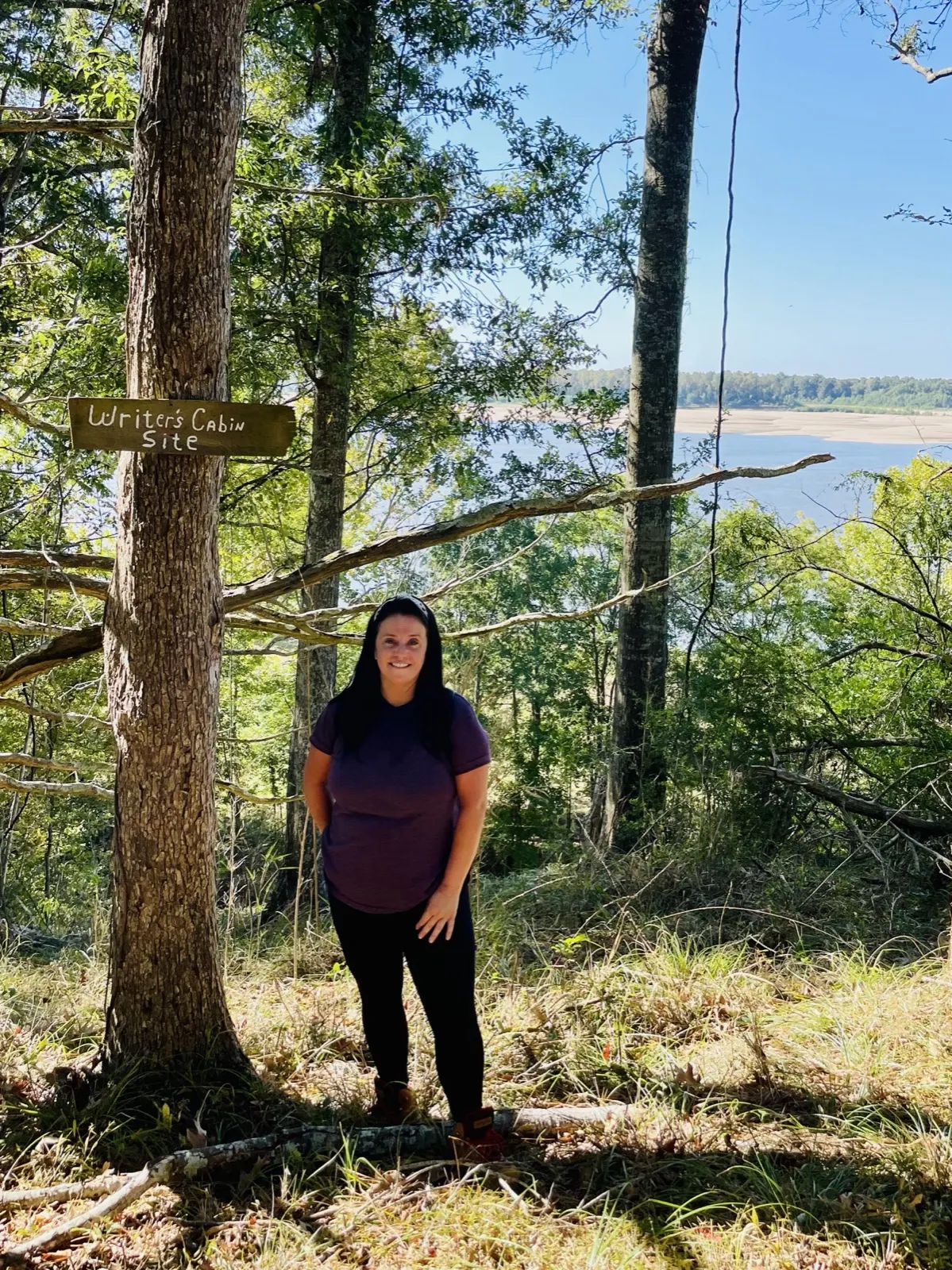 The Writer's Cabin site, high above the river